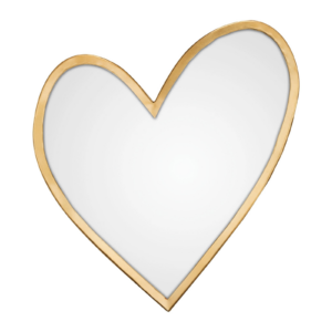 Deze liefdevolle hart spiegel met gouden randen is voor bijna iedere gelegenheid een mooi en hartverwarmend kado. Als kraamkado bijvoorbeeld