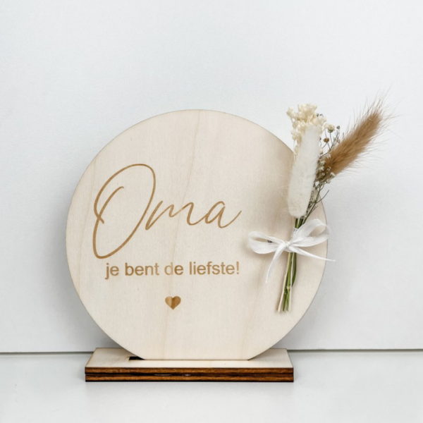 Bordje | Oma | droogbloemen